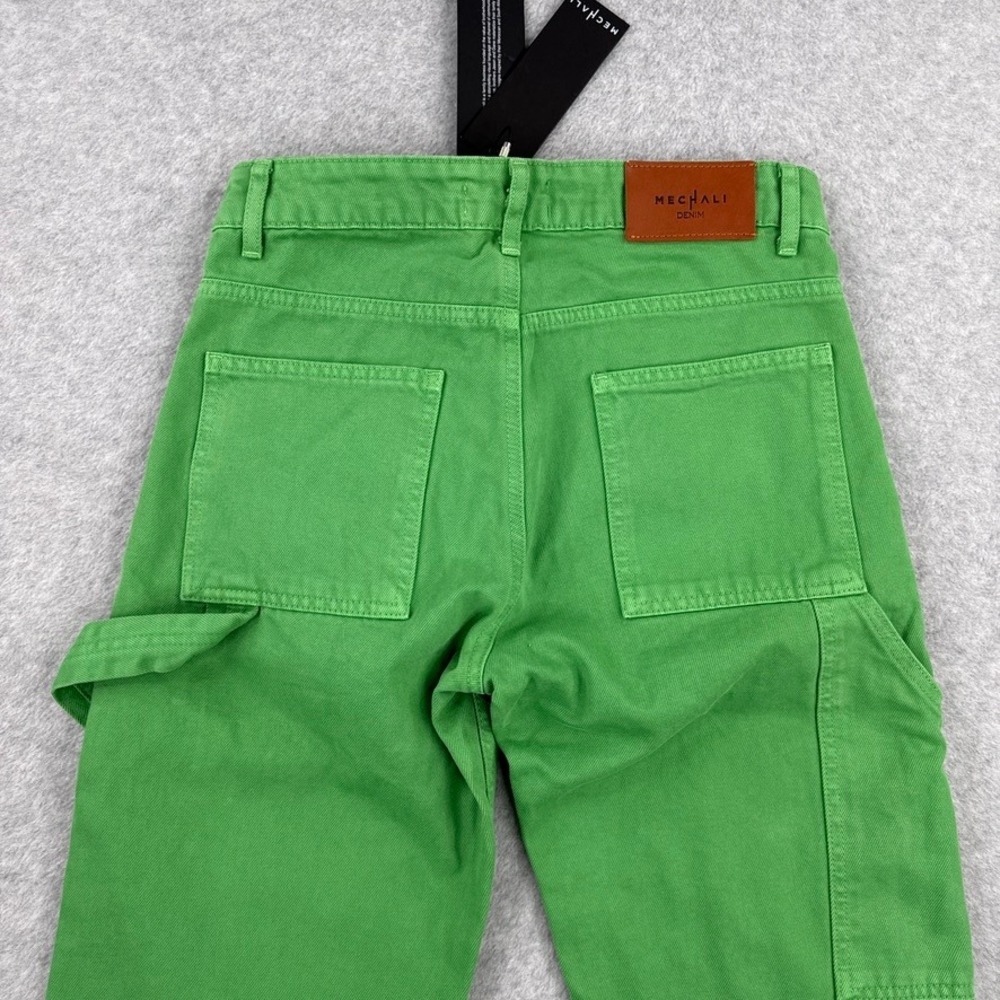Mechali Jeans Womens Small Green Double Knee Carpenter Embroidered Streetwear - Picture 12 of 14